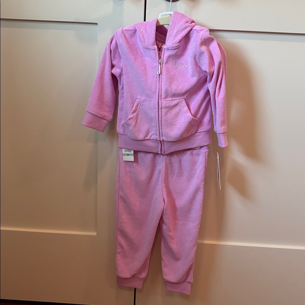 Juicy Couture Kids Light Pink Zip-Up Hoodie and Pant Set